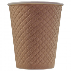 EM80-280-0367 Disposable embossed double wall paper cup "Waffle Kraft" 8 oz (250 ml)