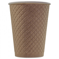 EM90-430-0349 Disposable embossed double wall paper cup "Waffle Kraft" 12 oz (300 ml)