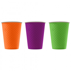 EM90-430-0480 Disposable embossed double wall paper cup "Waffle Color" 12 oz (300 ml)
