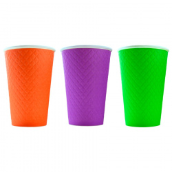 EM90-530-6812 Disposable embossed double wall paper cup "Waffle Color" 16 oz (400 ml)